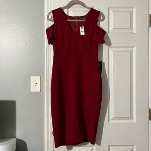 NWT Express Deep Red Cold Shoulder Cocktail Dress - Size 8